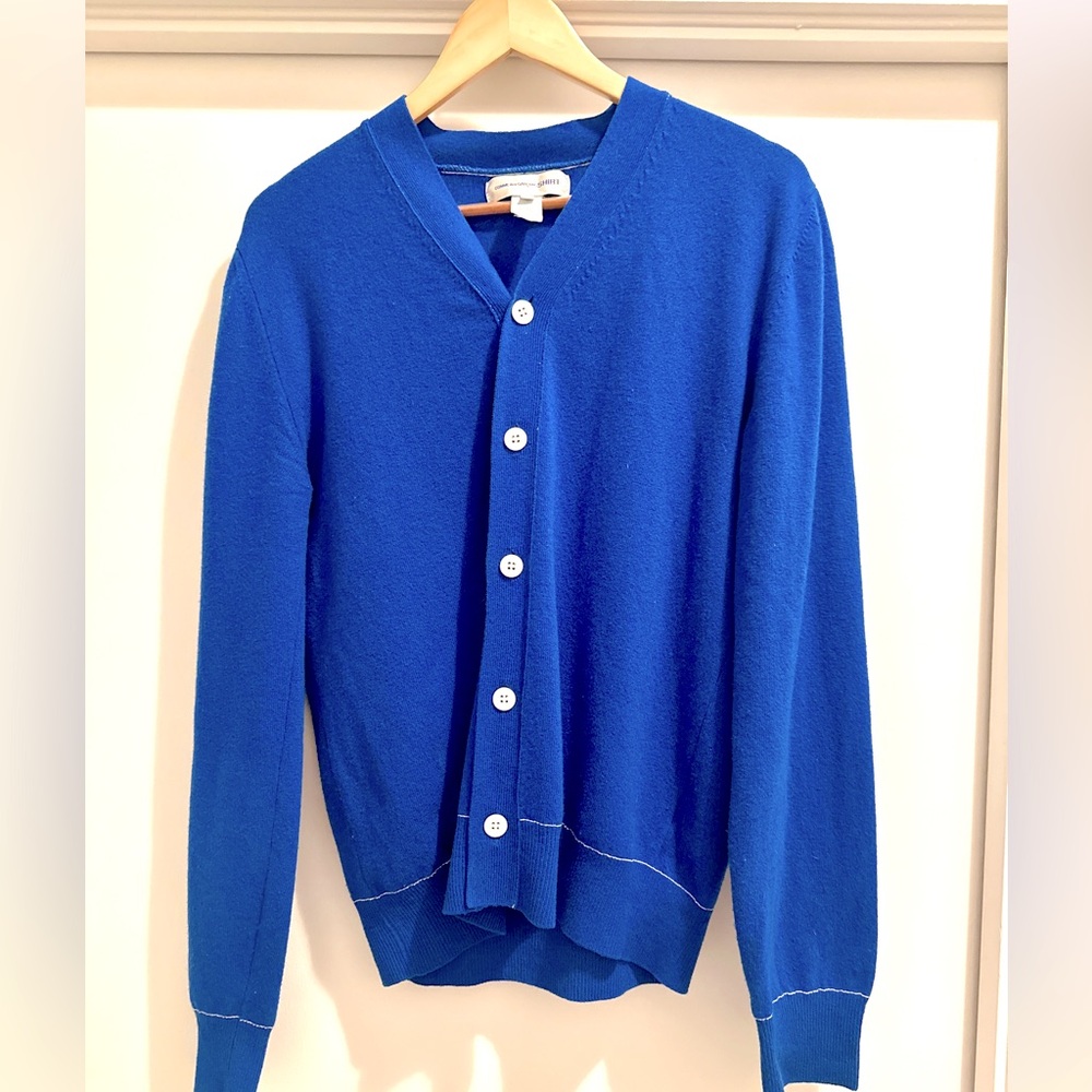 Men’s Comme des Garcons royal blue wool cardigan